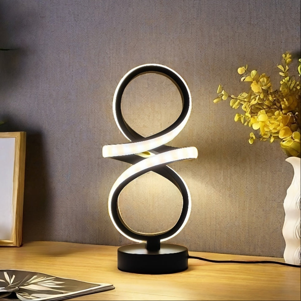 Modern Spiral LED Table Lamp with USB | 3-Color Adjustable & Eye-Care Lighting FJORD
