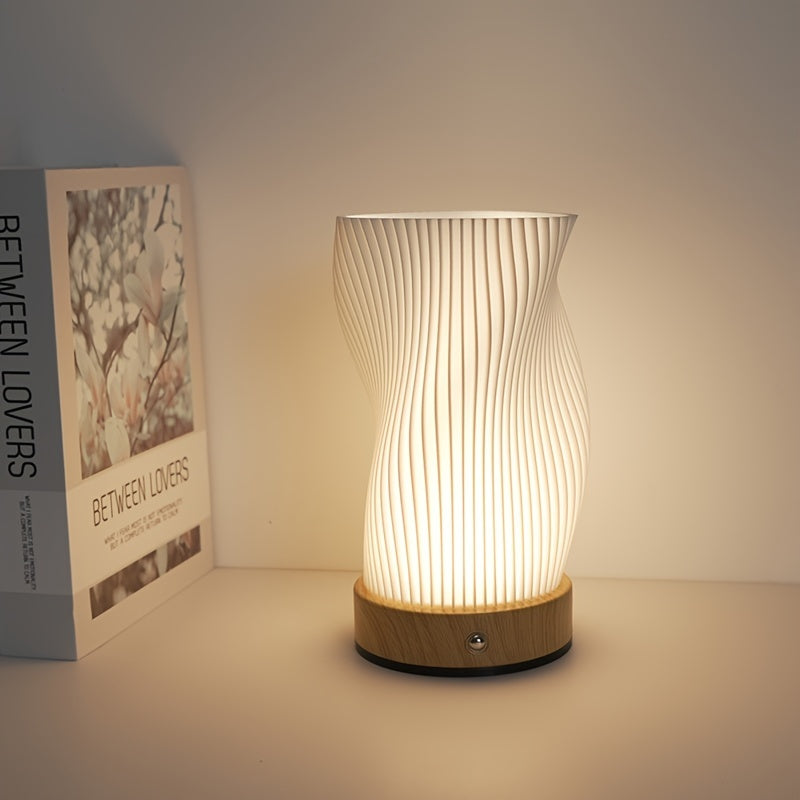 Modern Striped Desk Lamp - Touch Dimming, USB Charging, Battery Powered FJORD
