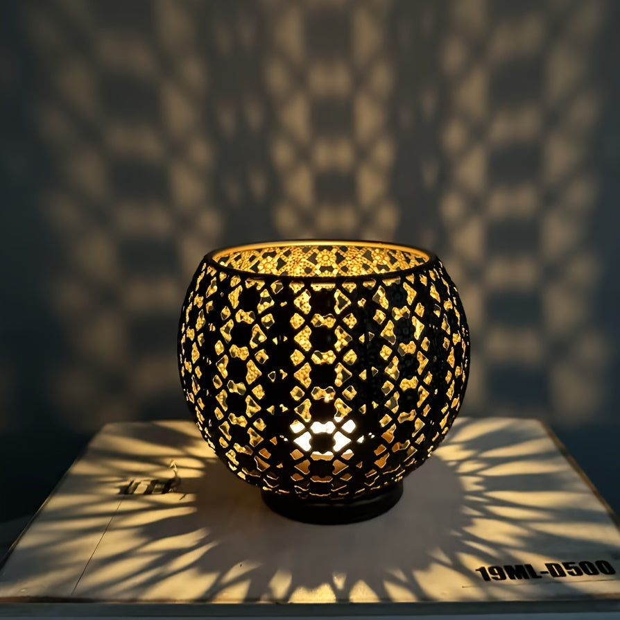 Set of 2/3 Moroccan Iron Candle Holders | Hollow Carved Metal Ball Candle Holders FJORD
