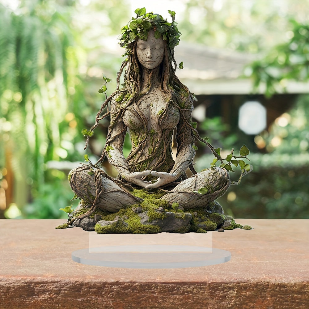 2D Bohemian Goddess Statue - 16.28cm x 19.99cm Acrylic Sculpture for Home & Office, Perfect Gift for Any Occasion