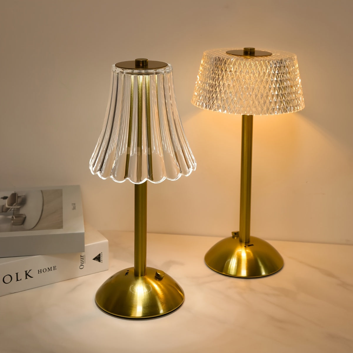 Modern Touch LED Desk Lamp | 3 Color Modes, USB Rechargeable | Cordless Metal Design with Crystal Decor - 1200mAh Battery Included FJORD