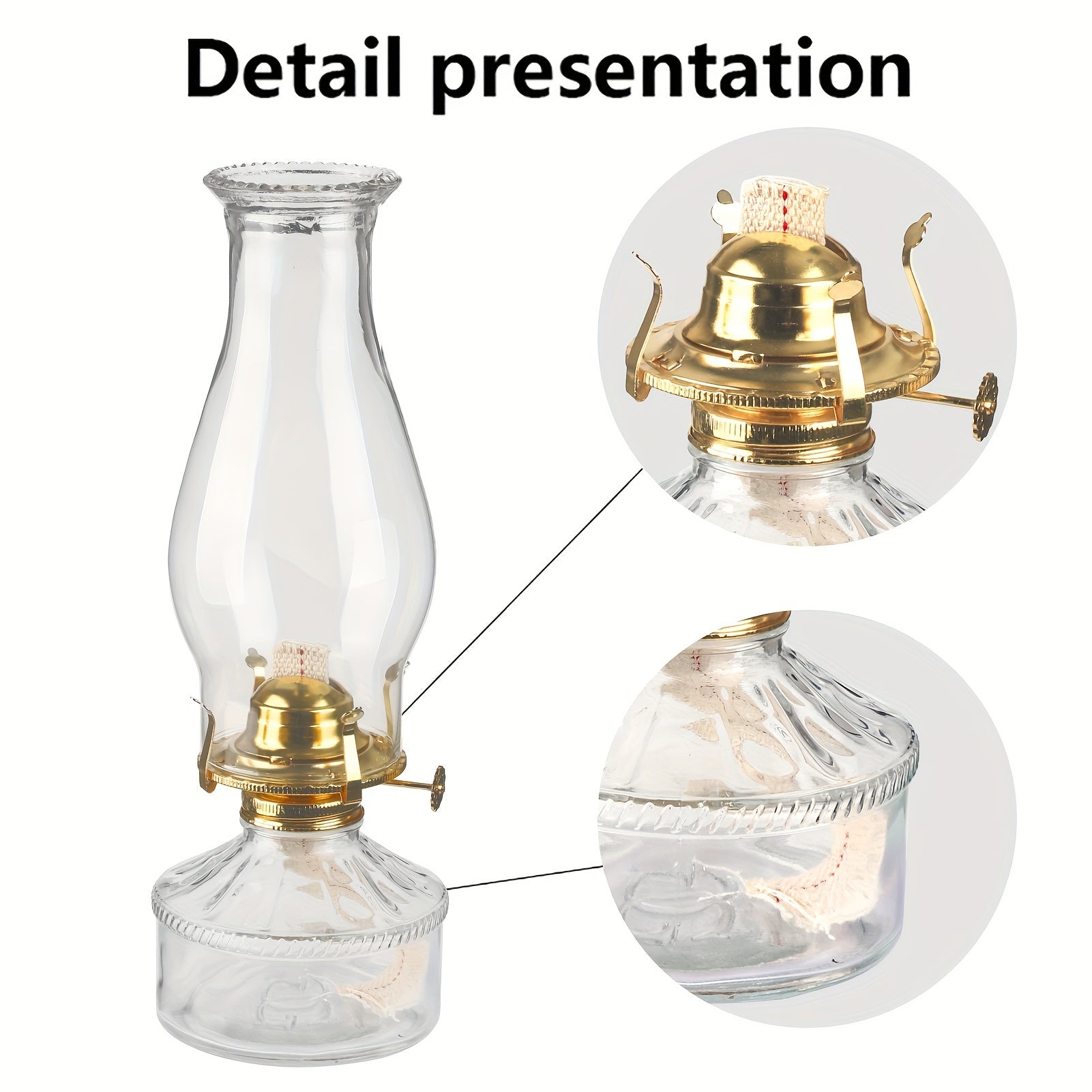 Vintage Glass Kerosene Lantern | 380ml Large Capacity Oil Lamp for Cozy Indoor Lighting - Amanigo FJORD