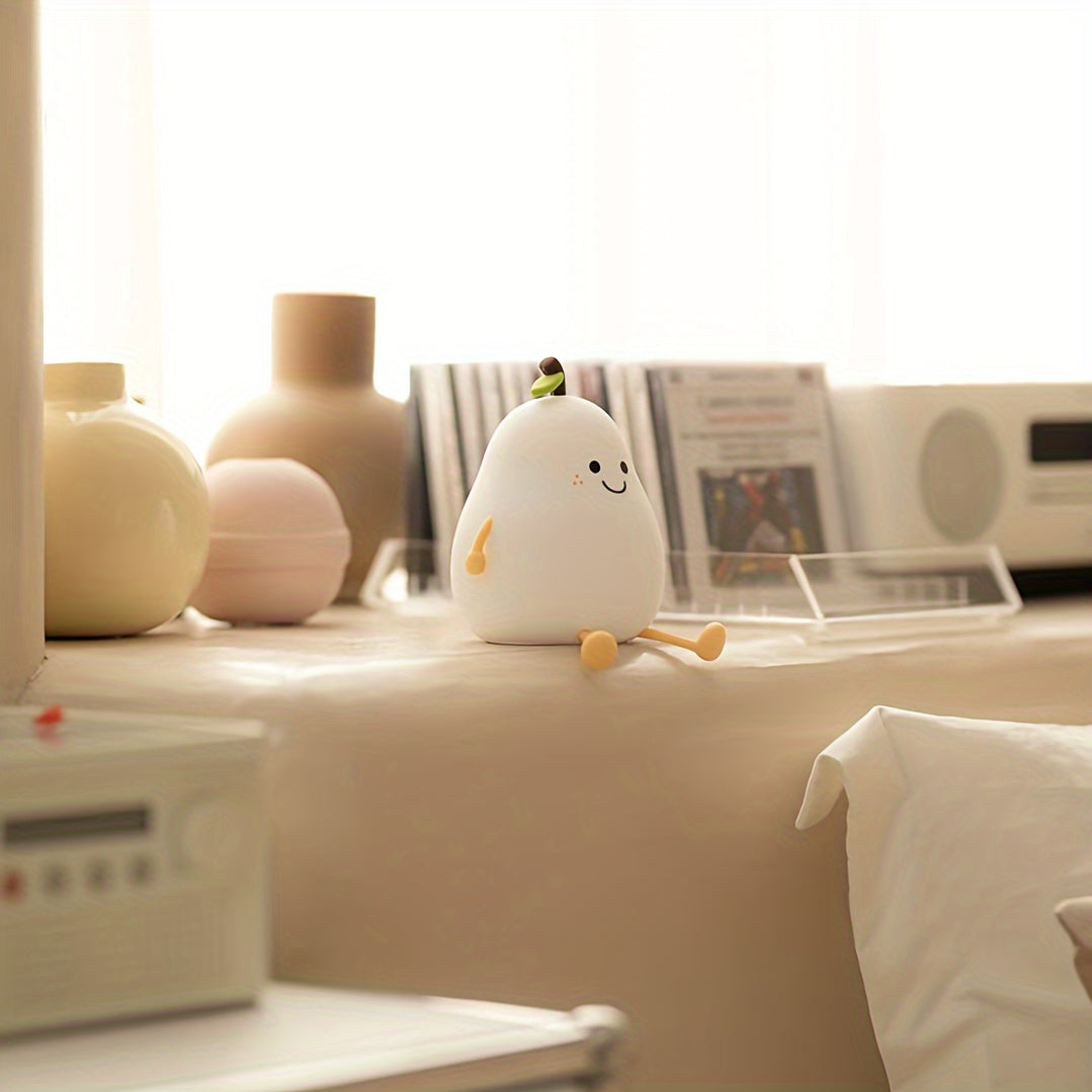 Rechargeable Pear LED Night Light – Touch Control, Color Changing, Silicone Baby Lamp, Timer & Adjustable Brightness, Cute Gift for Kids & Nursery FJORD