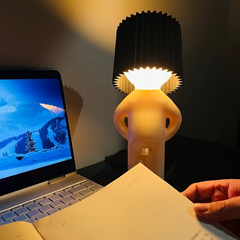 Charming Shy Little Person Desk Lamp | Creative Geometric Design, USB Powered with Color-Changing Light | Ideal for Bedroom, Study & Office Reading