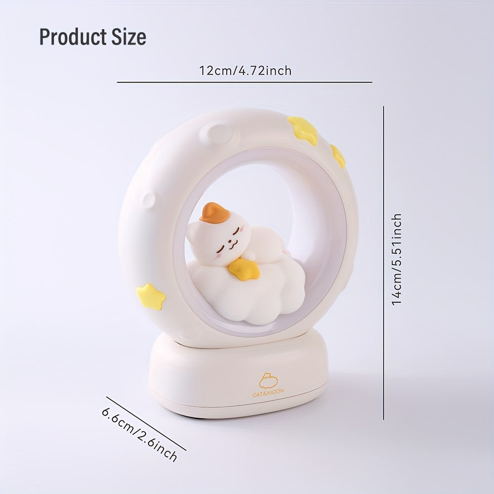 USB Rechargeable Sleeping Cat Night Light | 3-Level Brightness & Touch Control | LED Table Lamp for Bedroom & Living Room FJORD