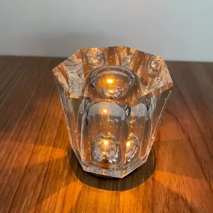 Modern Christmas Crystal Table Lamp - Geometric Design, USB Powered, Rechargeable Lithium Battery FJORD