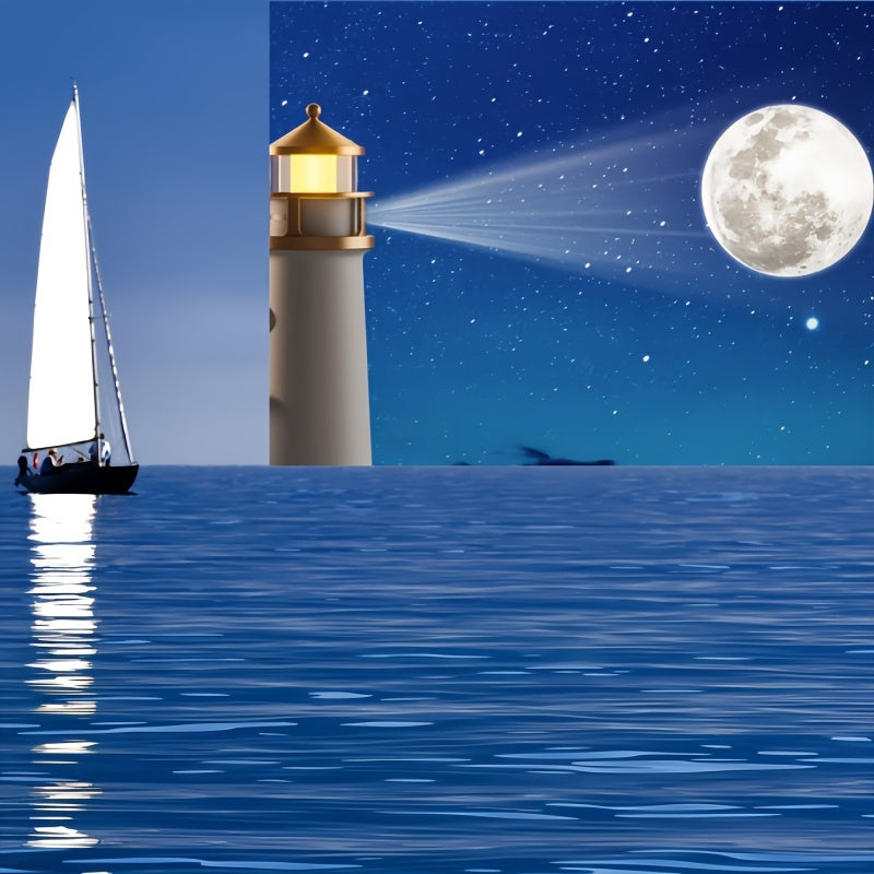Lighthouse Night Light with Moon Projection, Bluetooth & Remote Control, USB Rechargeable, Ideal for Home Decor, Gift for Christmas & Birthdays FJORD