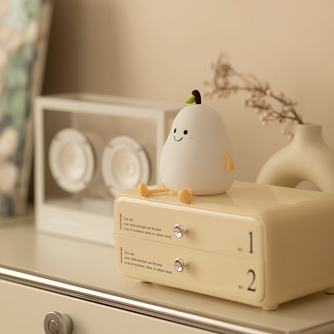 Rechargeable Pear LED Night Light – Touch Control, Color Changing, Silicone Baby Lamp, Timer & Adjustable Brightness, Cute Gift for Kids & Nursery FJORD