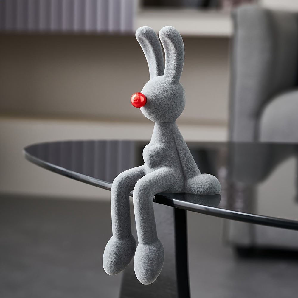 Abstract Sitting Rabbit Statue - Decorative Animal Sculpture for Desktop, Shelf, Living Room, or Office