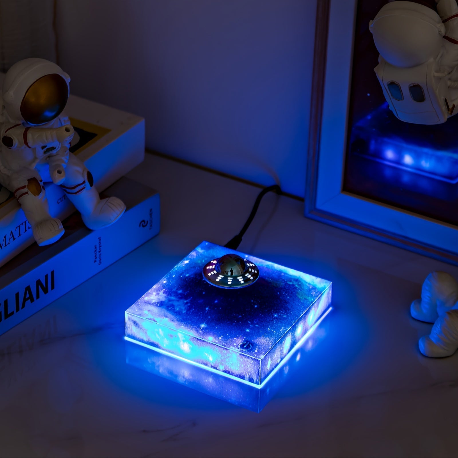 Magnetic Levitating UFO Lamp – Rotating LED Lights with RGB Galaxy Base, Touch Control, Unique Floating Desk & Room Decor – Ideal Gift for Christmas & Office FJORD
