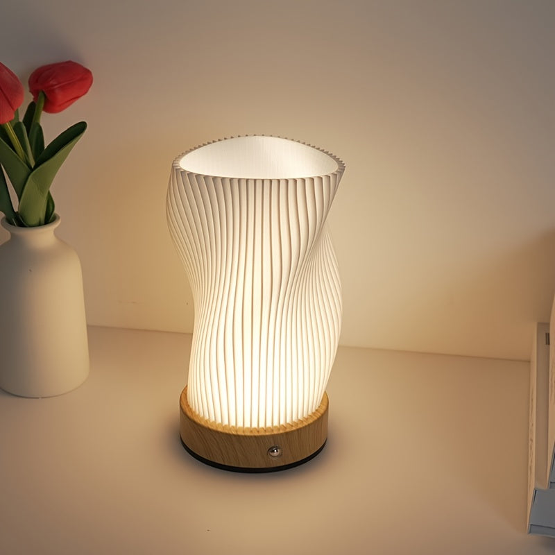 Modern Striped Desk Lamp - Touch Dimming, USB Charging, Battery Powered FJORD