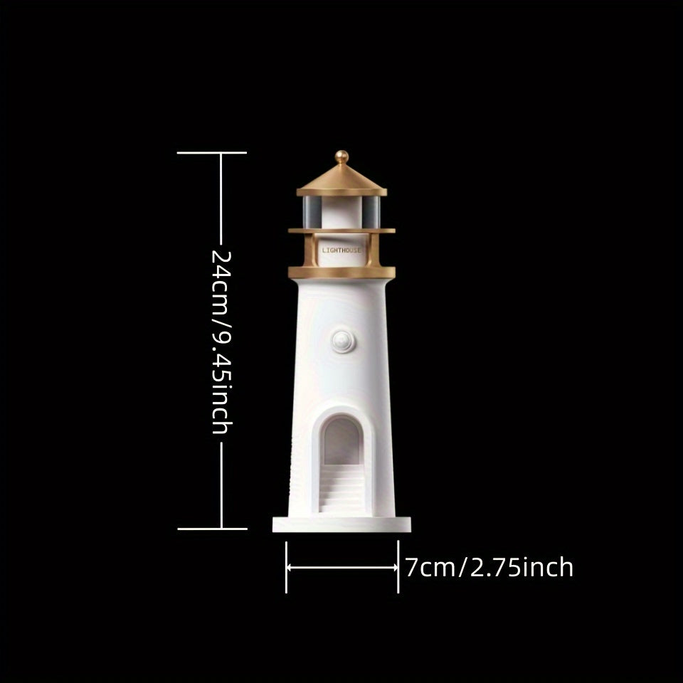 Lighthouse Night Light with Moon Projection, Bluetooth & Remote Control, USB Rechargeable, Ideal for Home Decor, Gift for Christmas & Birthdays FJORD