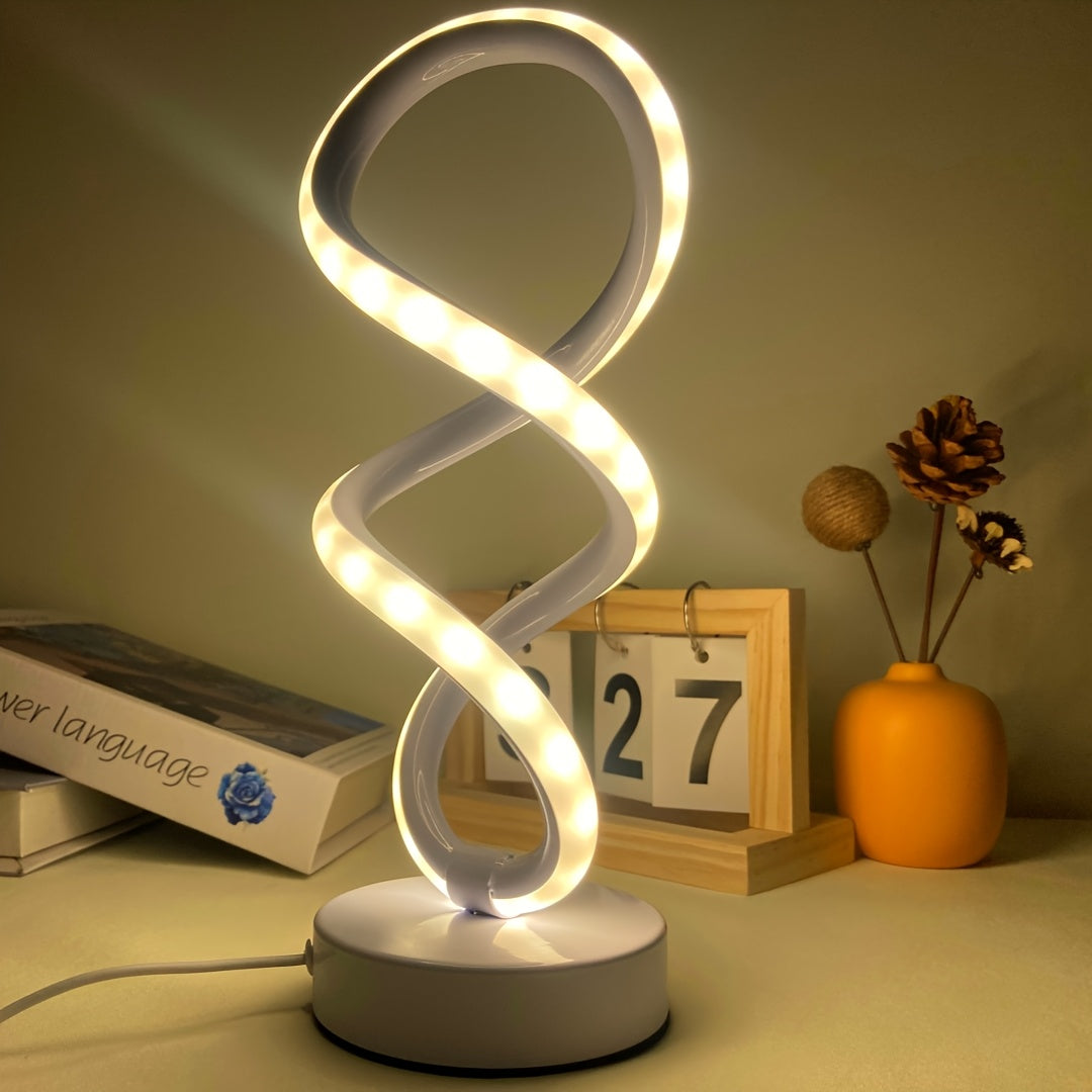 Modern Spiral LED Table Lamp, Dimmable Touch Control, 3200K Warm Light, Eye-Caring Design for Bedroom, Living Room, Office – Adjustable Brightness, Metal Base, Energy-Efficient FJORD