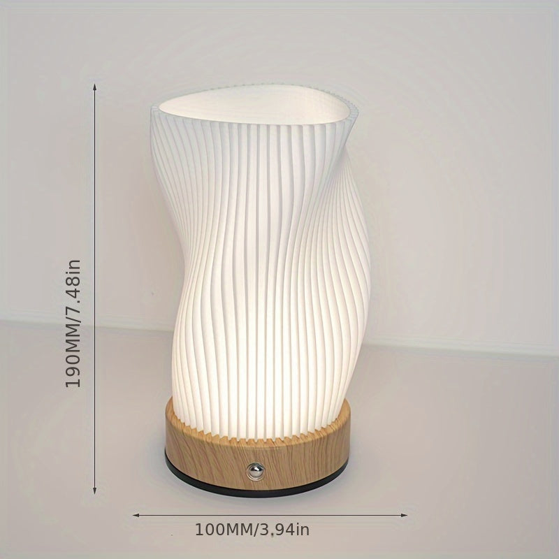 Modern Striped Desk Lamp - Touch Dimming, USB Charging, Battery Powered FJORD