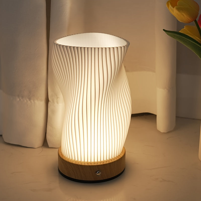 Modern Striped Desk Lamp - Touch Dimming, USB Charging, Battery Powered FJORD