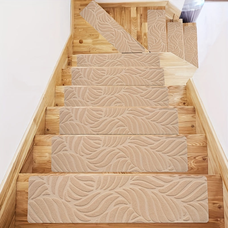 15 Pack Non-Slip Stair Treads 8"x30" Self-Adhesive, Washable Polyester Mats for Safe & Quiet Stairs - Ideal for Wood, Tile, Marble, Kids, and Pets