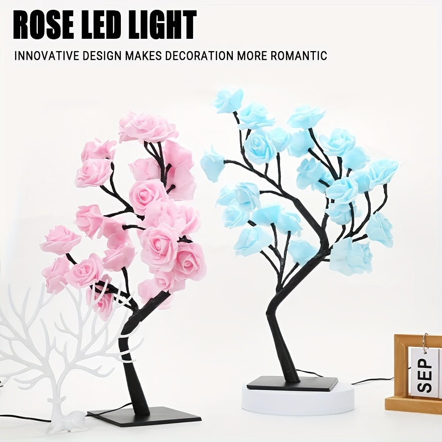 24 LED Rose Flower Tree Lamp - USB Powered, Adjustable Fairy Light for Bedroom & Home Decor, Perfect for Valentine's, Weddings, and Romantic Occasions FJORD