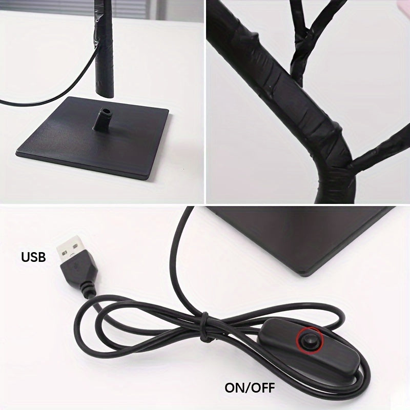 24 LED Rose Flower Tree Lamp - USB Powered, Adjustable Fairy Light for Bedroom & Home Decor, Perfect for Valentine's, Weddings, and Romantic Occasions FJORD