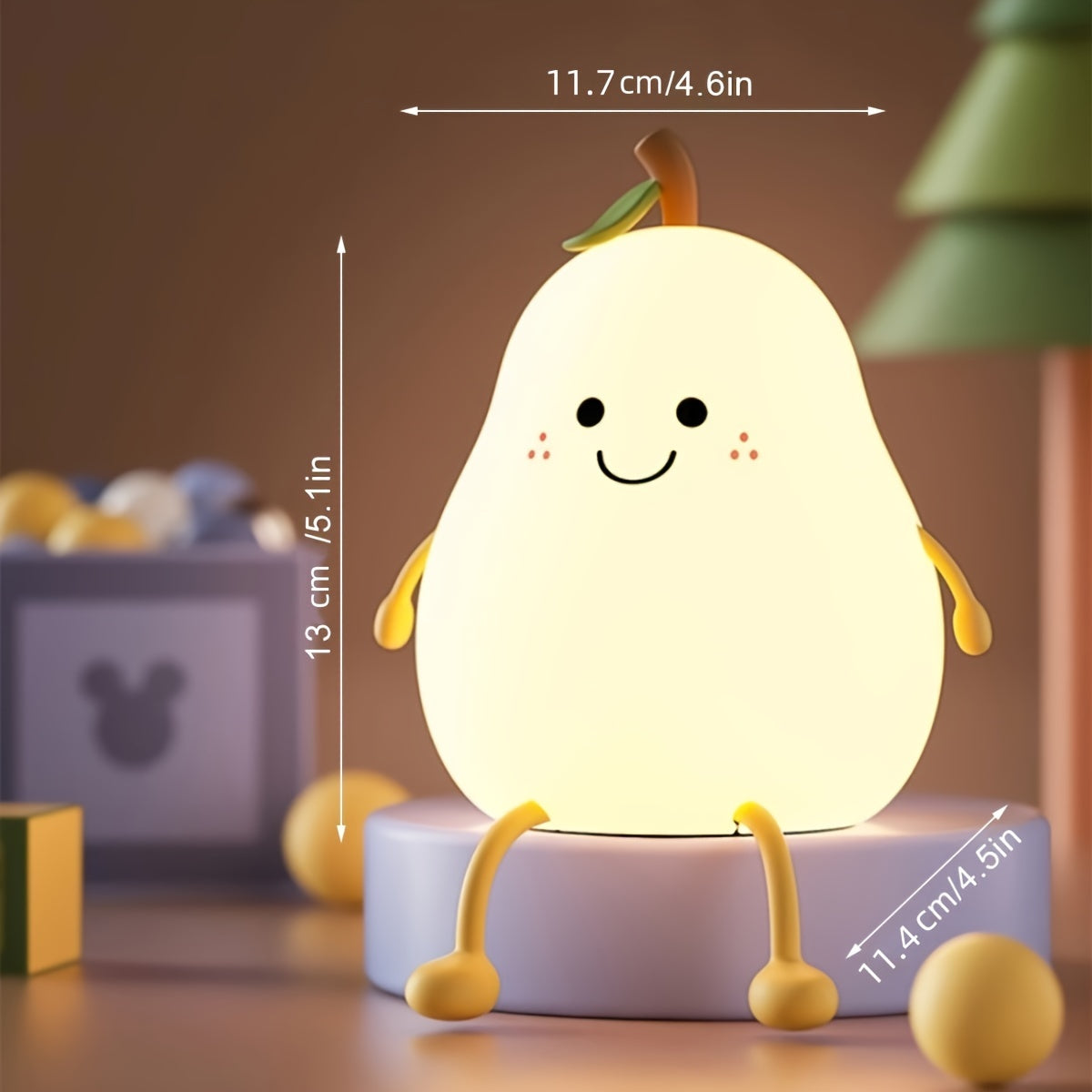 Rechargeable Pear LED Night Light – Touch Control, Color Changing, Silicone Baby Lamp, Timer & Adjustable Brightness, Cute Gift for Kids & Nursery FJORD