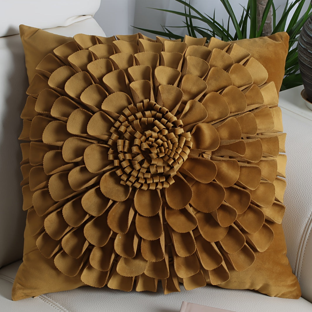 3D Flower Throw Pillow Cover – 18x18 Square, Soft & Washable Polyester, Decorative Cushion for Sofa, Bed, & Living Room – Multi-Color Options